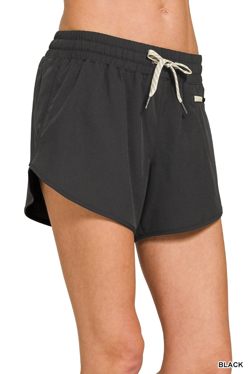 Soft Woven Lined Shorts With Zip Coin Pocket - Multiple Colors