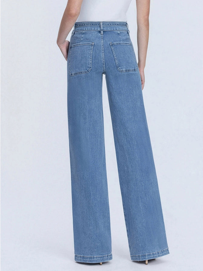 Vervet Super High Rise Tie Waistband Wide Leg Jeans