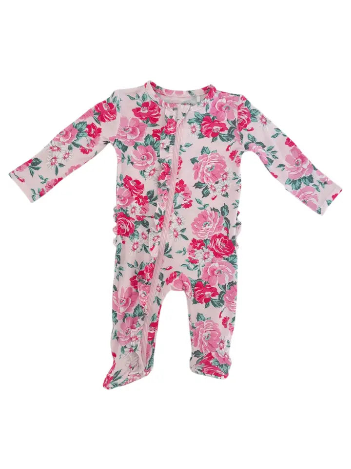 2-way Zippered Ruffle Footie PJs