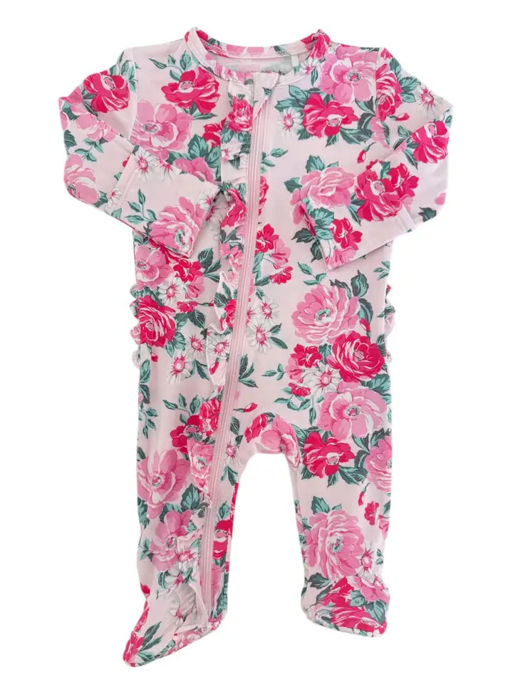 2-way Zippered Ruffle Footie PJs