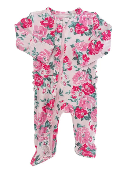 2-way Zippered Ruffle Footie PJs