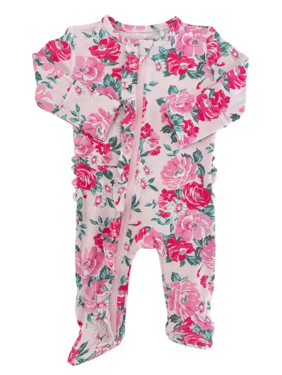 2-way Zippered Ruffle Footie PJs