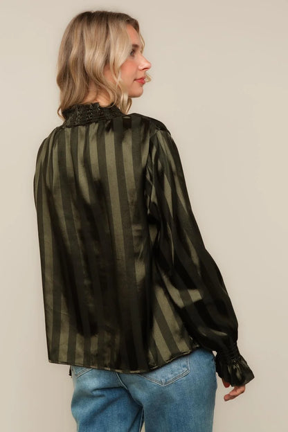 Olive High Neck Blouse
