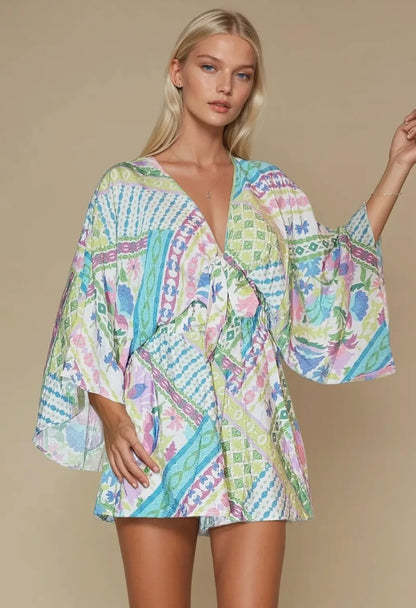 Batwing Boho Paisley Romper