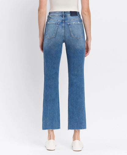 Flying Monkey High Rise Distressed Relaxed Ankle Straight Jeans