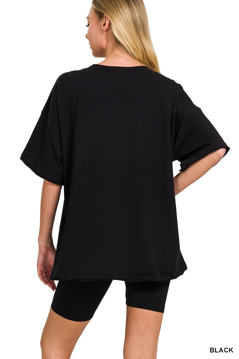 Cotton V-neck Top & Biker Shorts Set - Regular & Plus