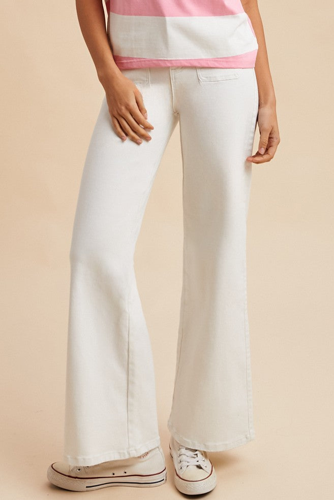 Stretch Front Two Pocket High Rise Flare Jean
