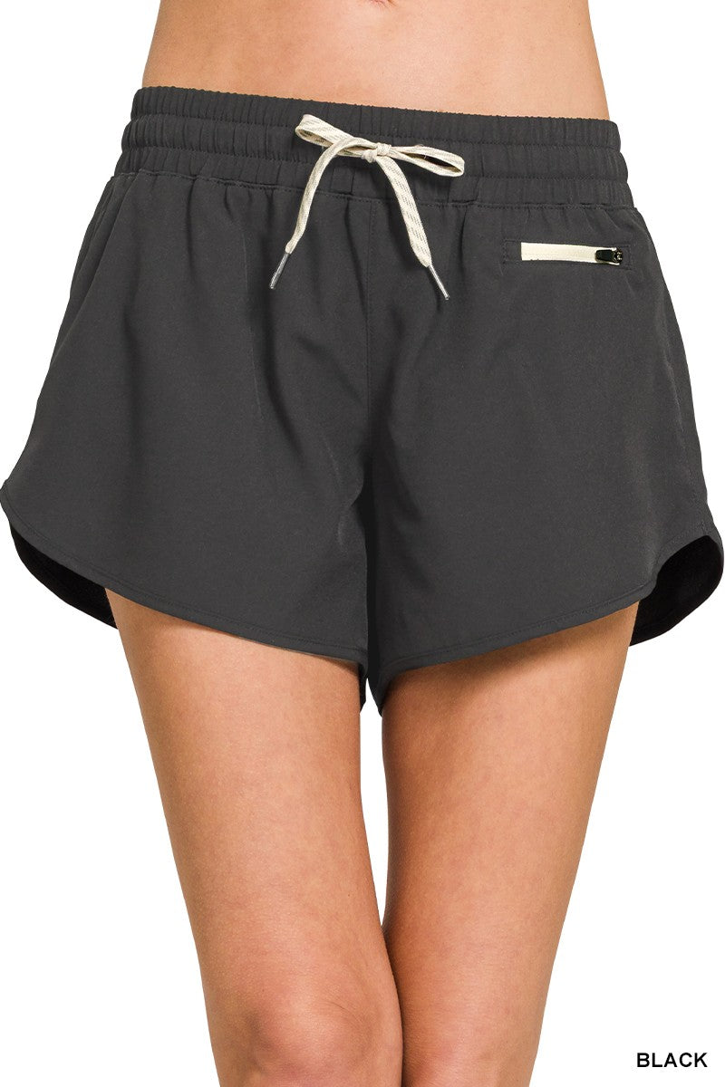 Soft Woven Lined Shorts With Zip Coin Pocket - Multiple Colors