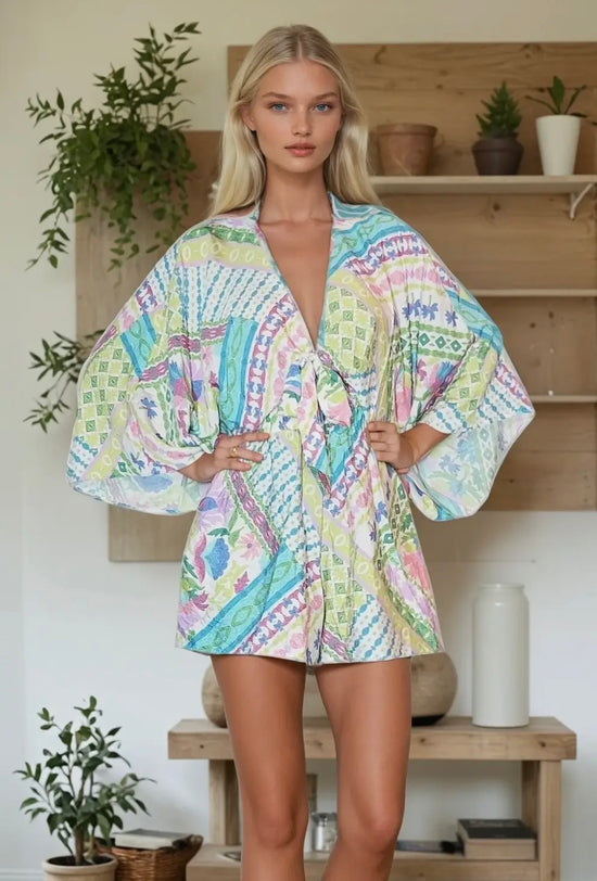 Batwing Boho Paisley Romper