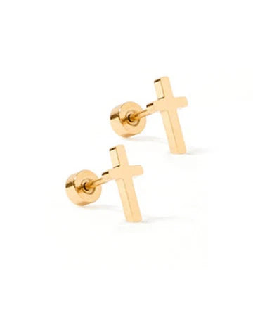 Gold Cross Studs