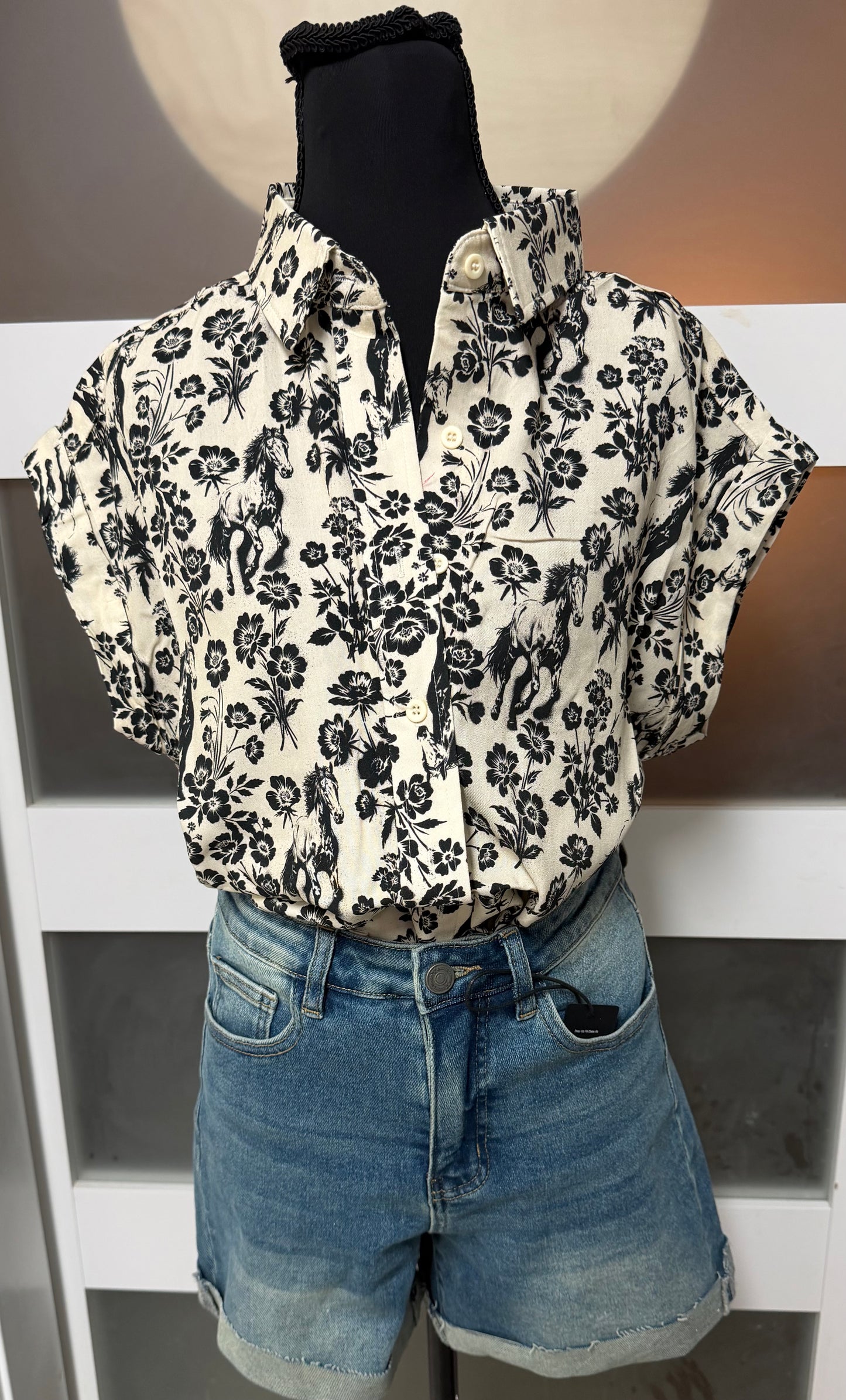 Floral Printed Button Down Collared Tunic - Regular & Plus Size