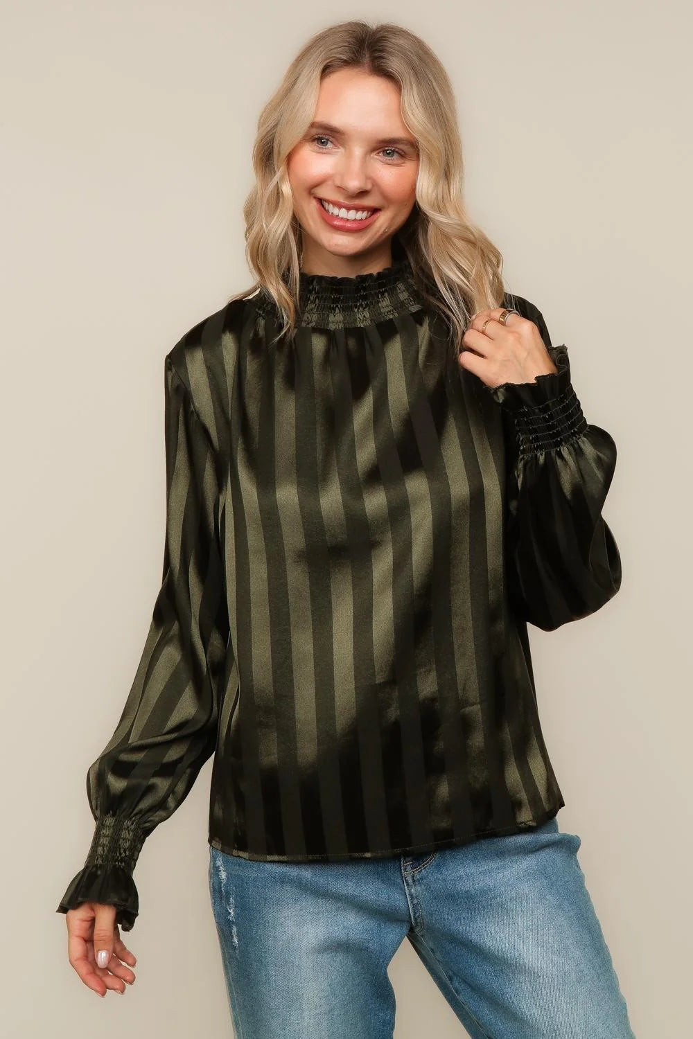 Olive High Neck Blouse