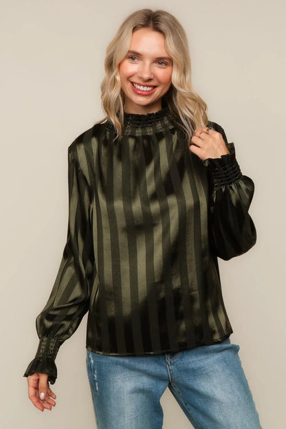 Olive High Neck Blouse