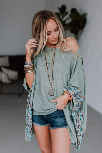Embroidered Sleeve Poncho
