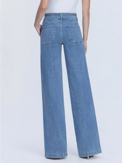 Vervet Super High Rise Tie Waistband Wide Leg Jeans