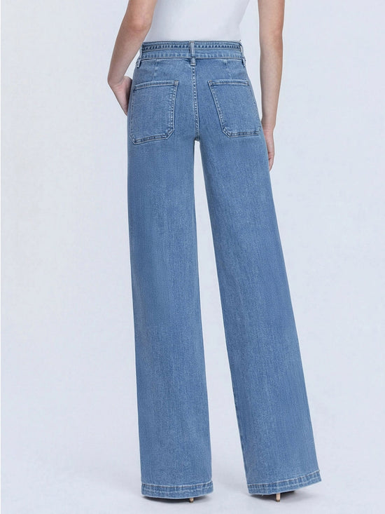 Vervet Super High Rise Tie Waistband Wide Leg Jeans