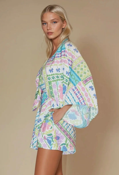 Batwing Boho Paisley Romper