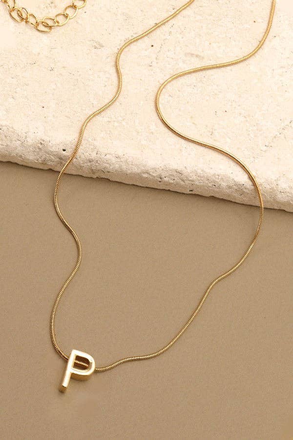 Snake Chain Initial Pendant Necklace