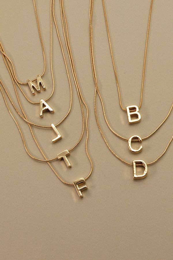Snake Chain Initial Pendant Necklace