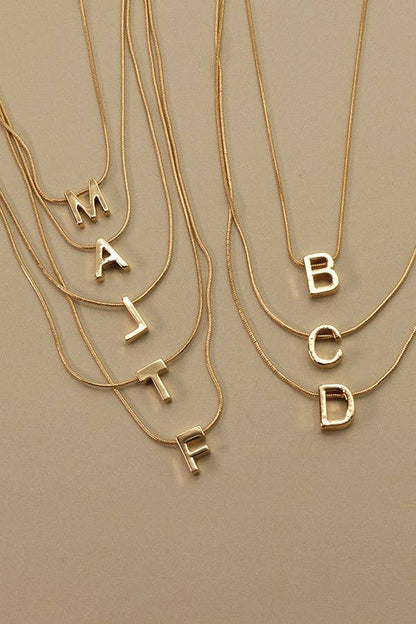 Snake Chain Initial Pendant Necklace