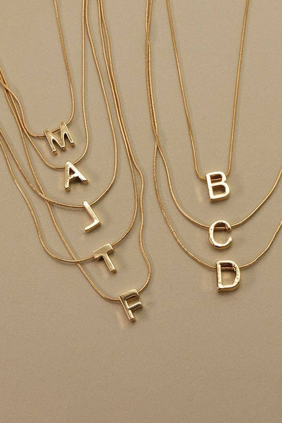 Snake Chain Initial Pendant Necklace