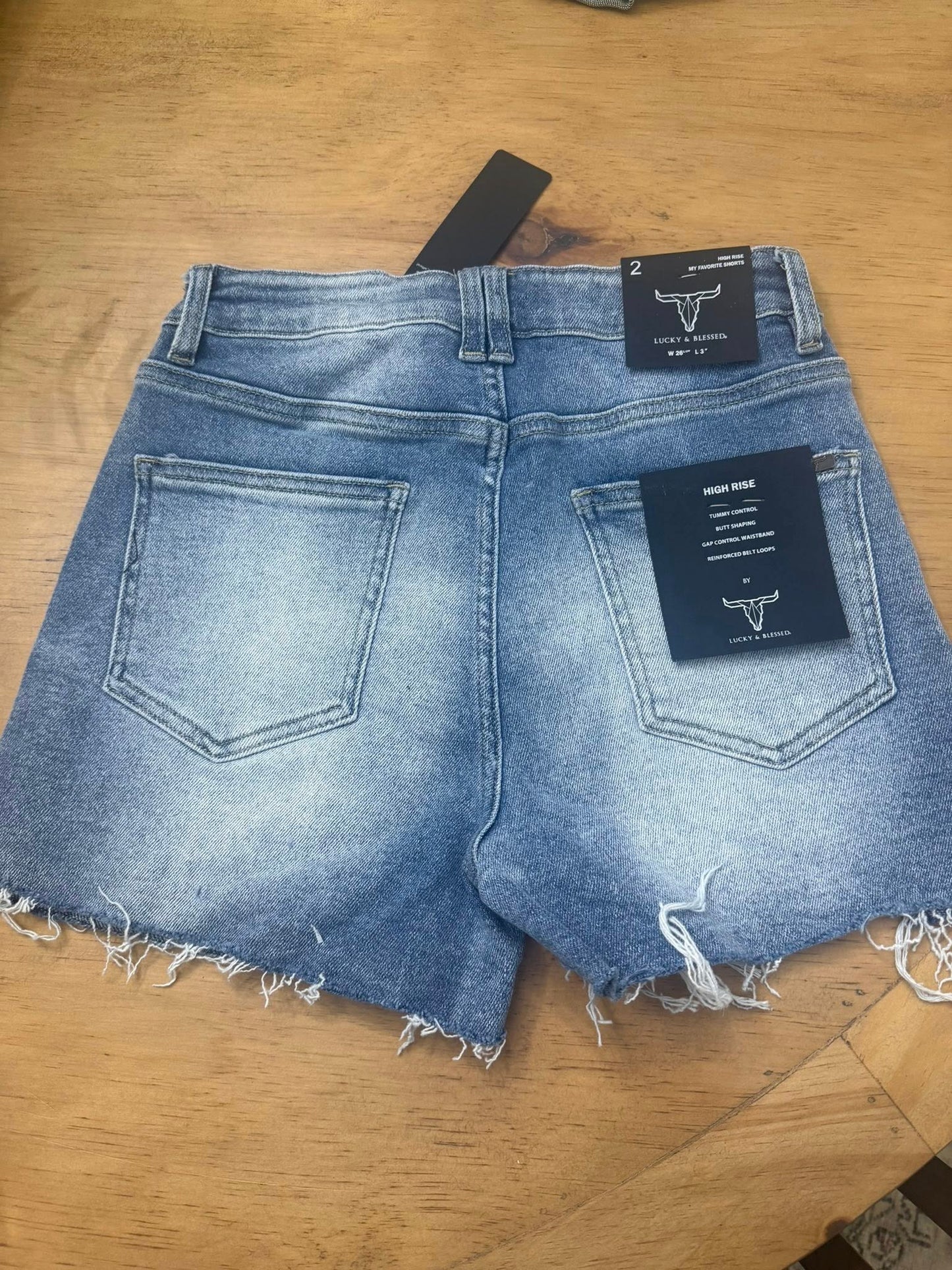 Mid Wash Rodeo Distressed Denim Shorts (Inseam 3")