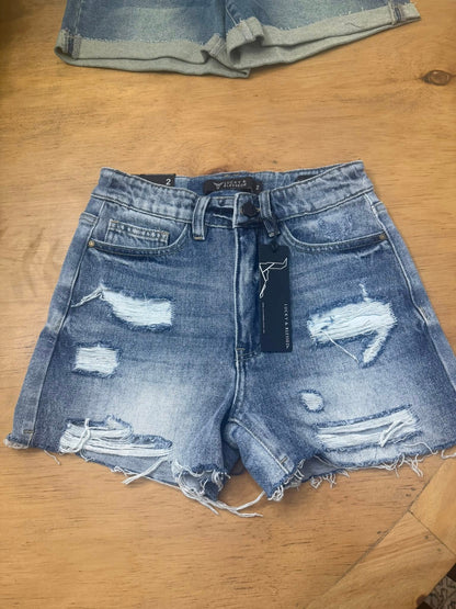 Mid Wash Rodeo Distressed Denim Shorts (Inseam 3")