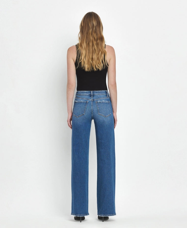 VERVET by Flying Monkey- Mid Rise Full Length Wide Leg Jeans