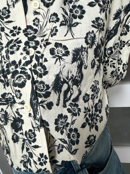 Floral Printed Button Down Collared Tunic - Regular & Plus Size