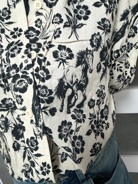 Floral Printed Button Down Collared Tunic - Regular & Plus Size
