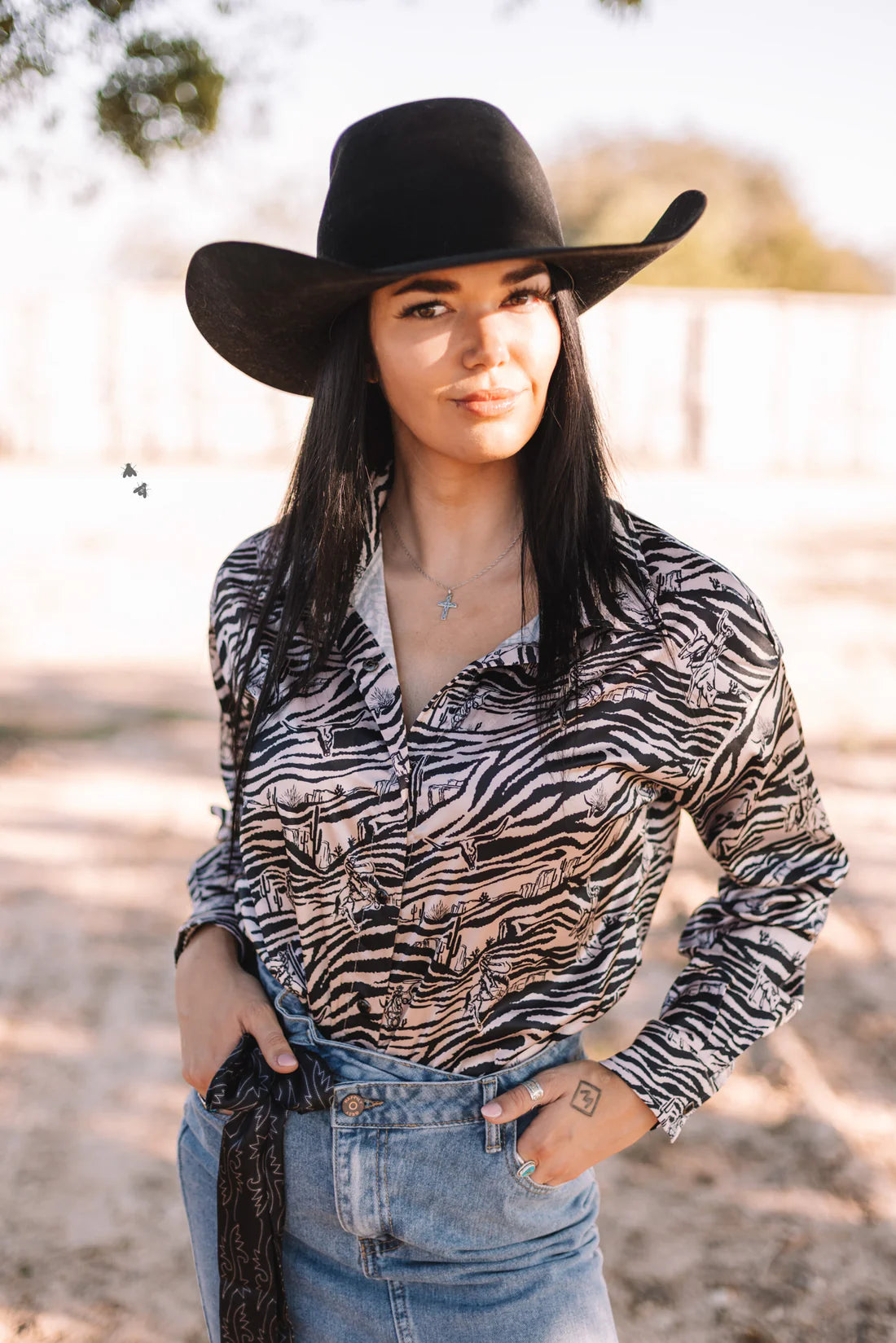 Western Zebra Button Up