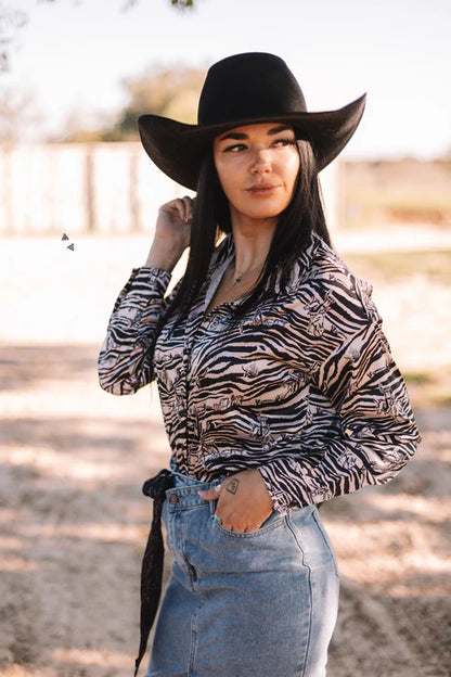 Western Zebra Button Up