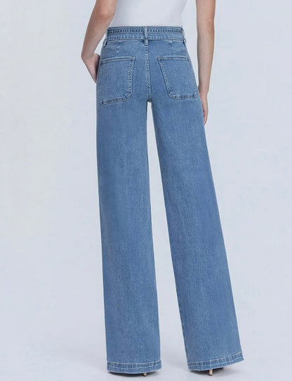 Vervet Super High Rise Tie Waistband Wide Leg Jeans