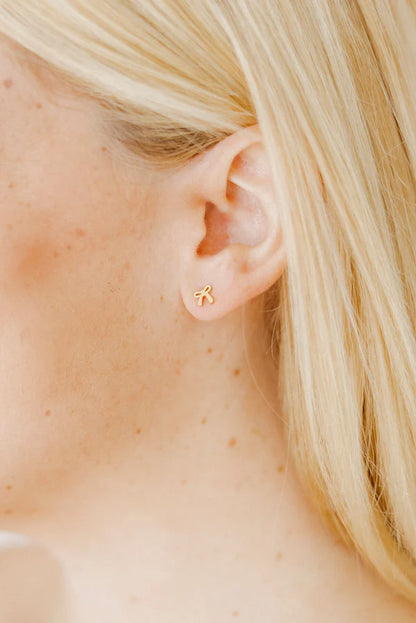 Tiny Gold Bow Stud Earrings