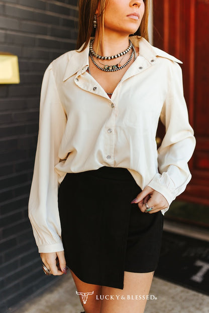 Cream Puff Sleeve Long Sleeve Shirt - Regular & Plus Size