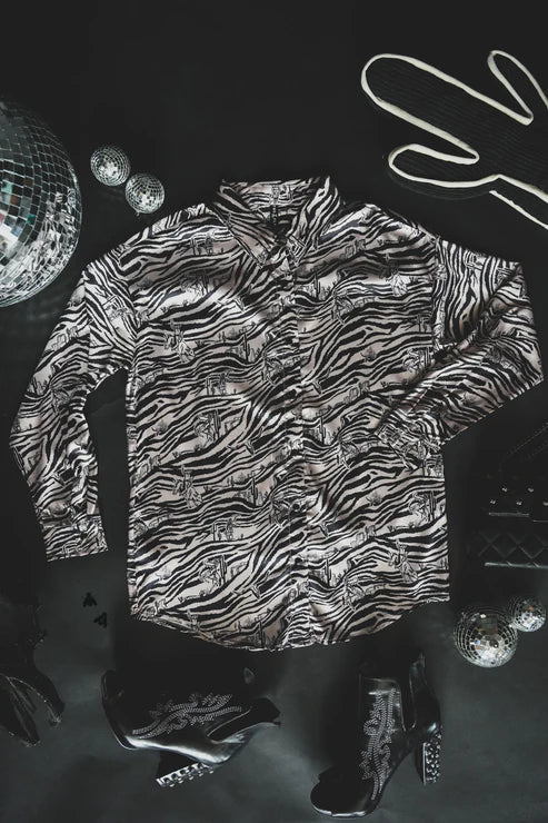 Western Zebra Button Up