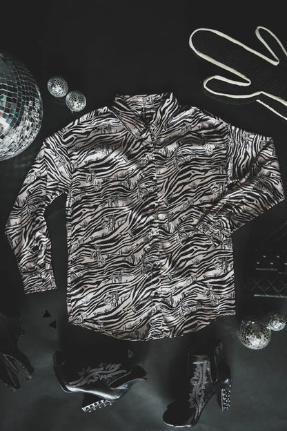 Western Zebra Button Up