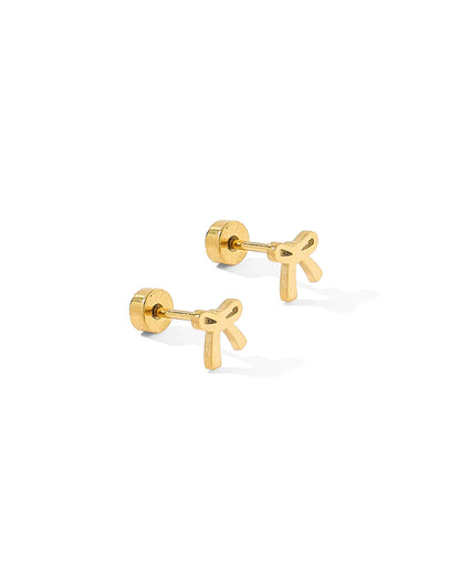 Tiny Gold Bow Stud Earrings