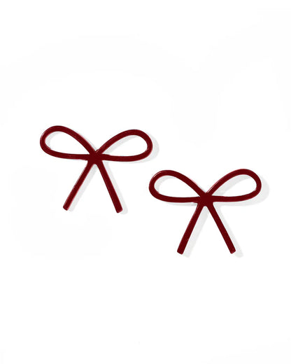Large Maroon Bow Earrings