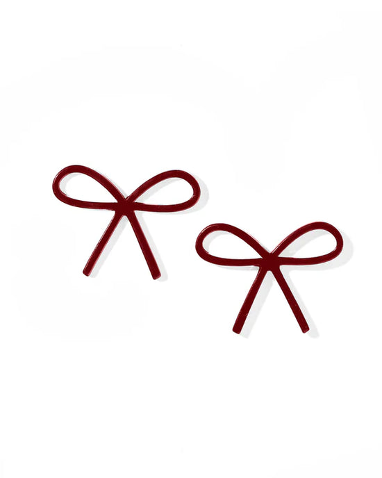 Large Maroon Bow Earrings