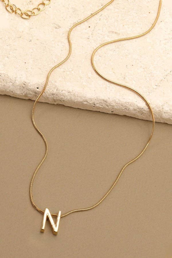 Snake Chain Initial Pendant Necklace