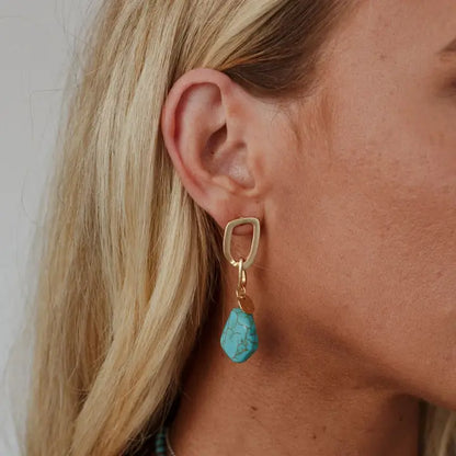 Turquoise Stone Drop Earrings