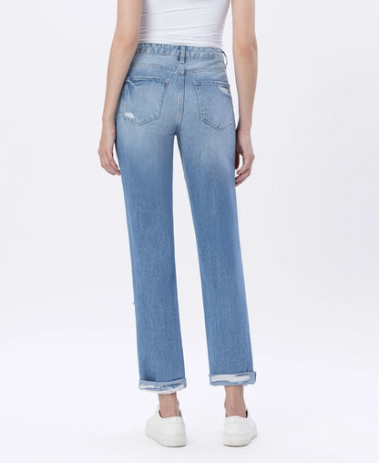 Flying Monkey Super High Rise Distressed Cuffed Mom Jeans