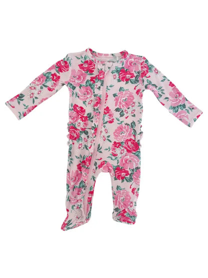 2-way Zippered Ruffle Footie PJs