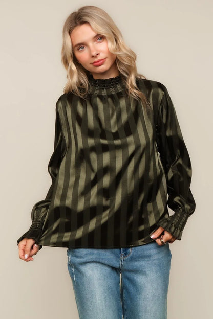 Olive High Neck Blouse