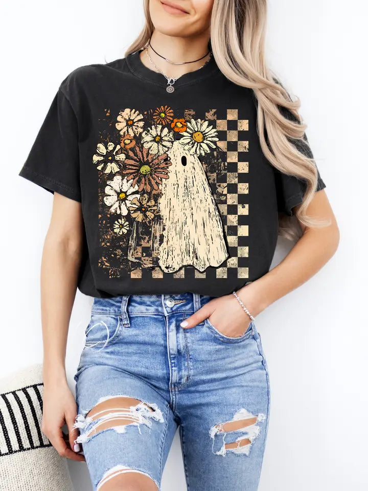 Fall Floral Ghost Graphic Tee