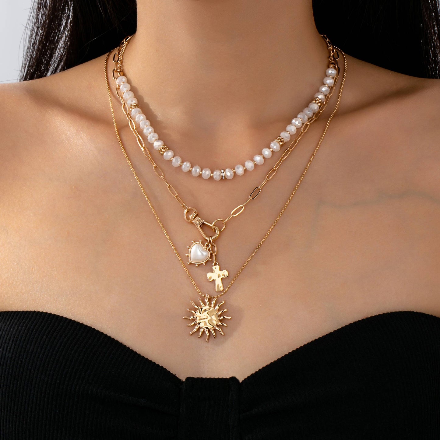 Multi Beaded Layer Necklace